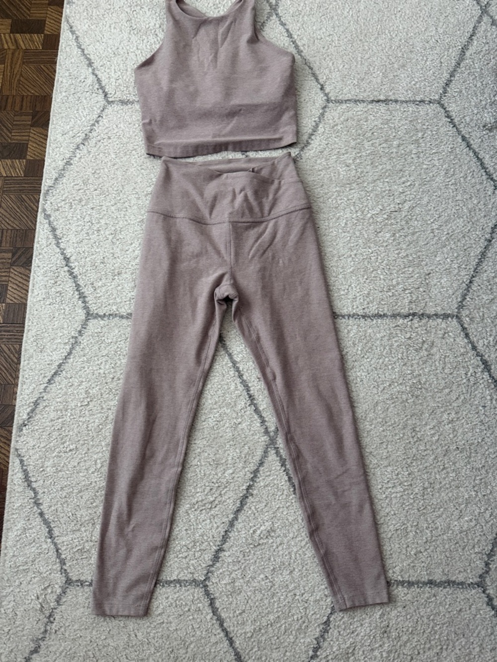 Beyond Yoga Seamless Legging and Crop Tank Set - Dusty Mauve
